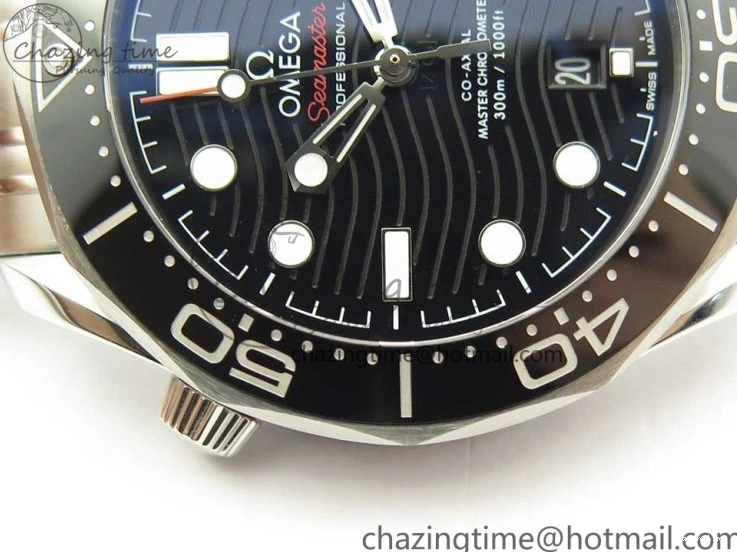0520 2018 Seamaster Diver 300M OMF Best Edition Black Ceramic Black Dial on SS Bracelet A8800 (Black Balance Wheel) Breathable 7959
